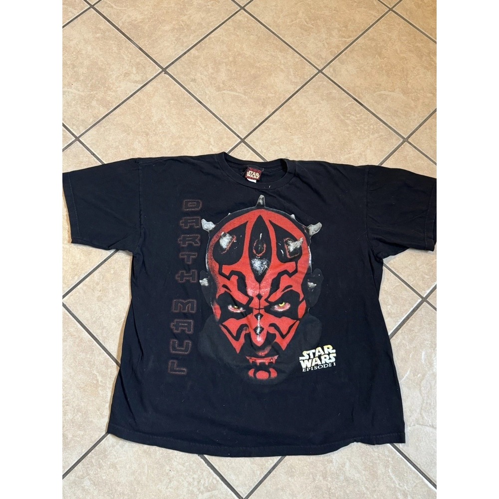 Vintage 1999 Star Wars Episode‎ I Darth Maul T-Shirt XL Black Distressed